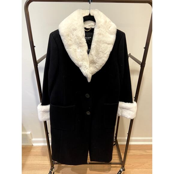 Kate Spade Faux Fur Wool Coat size 14 - Picture 3 of 7